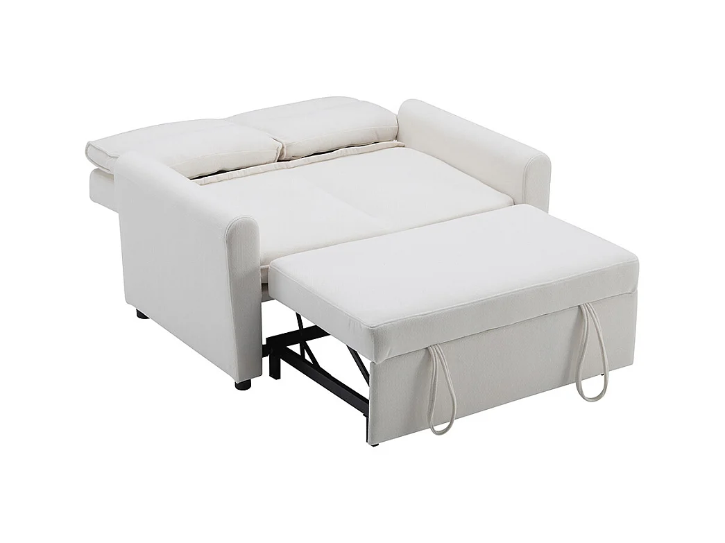 Canapé convertible 2 places moderne avec fonction couchette et dossier réglable grands coussins de dossier inclus beige clair