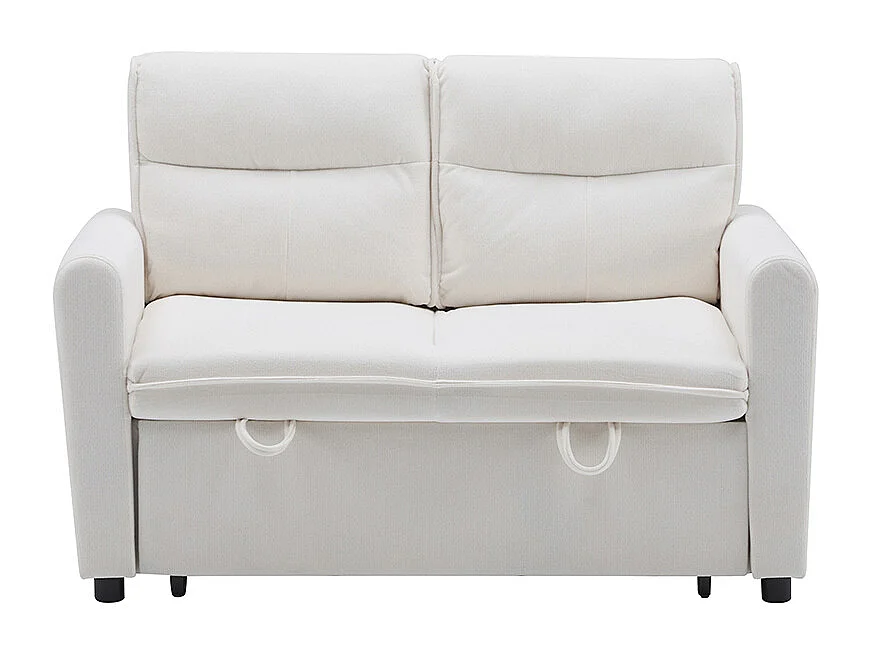 Canapé convertible 2 places moderne avec fonction couchette et dossier réglable grands coussins de dossier inclus beige clair