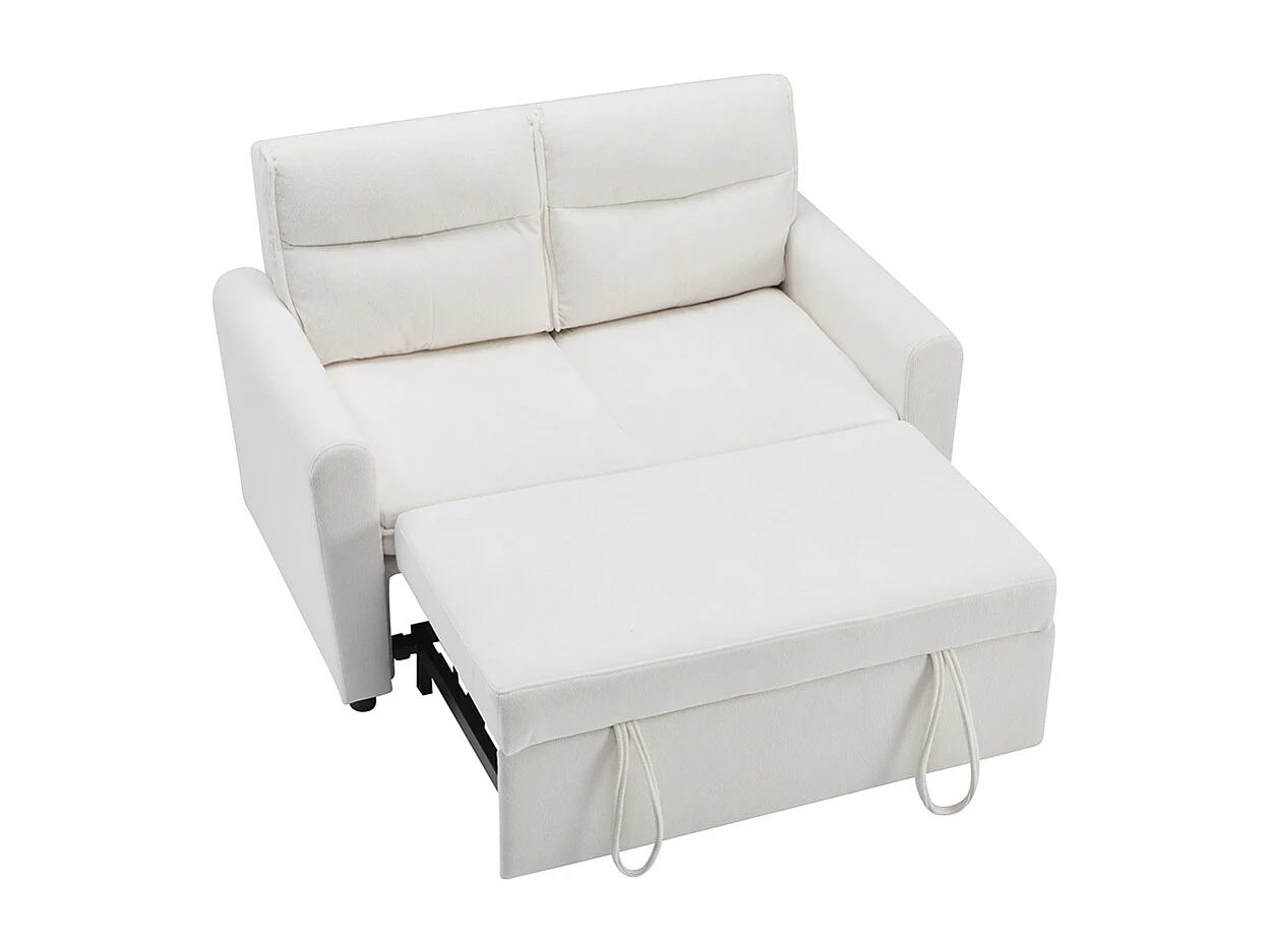 Canapé convertible 2 places moderne avec fonction couchette et dossier réglable grands coussins de dossier inclus beige clair