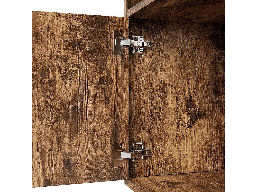 Bibliotheque pieds bois massif nombreux casiers double porte eclairage LED couleur variable telecommande forme simple marron