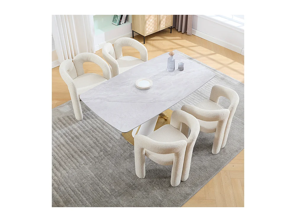 Fauteuil ergonomique haut de gamme revêtement Teddy exclusif design unique soutien dorsal confort maximal beige