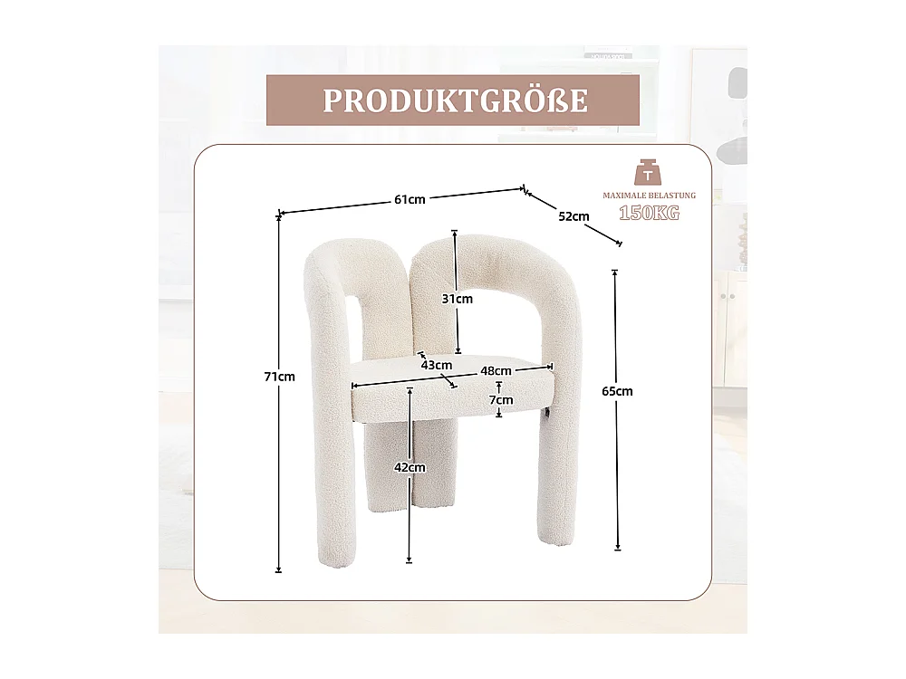 Fauteuil ergonomique haut de gamme revêtement Teddy exclusif design unique soutien dorsal confort maximal beige
