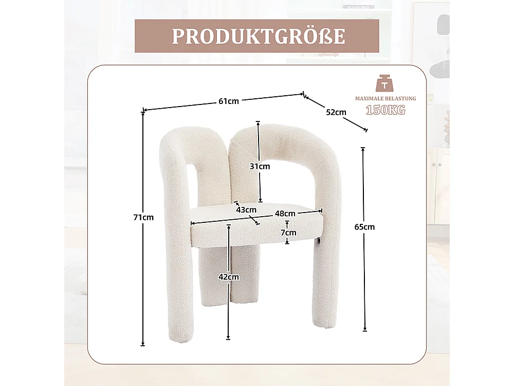 Fauteuil ergonomique haut de gamme revêtement Teddy exclusif design unique soutien dorsal confort maximal beige