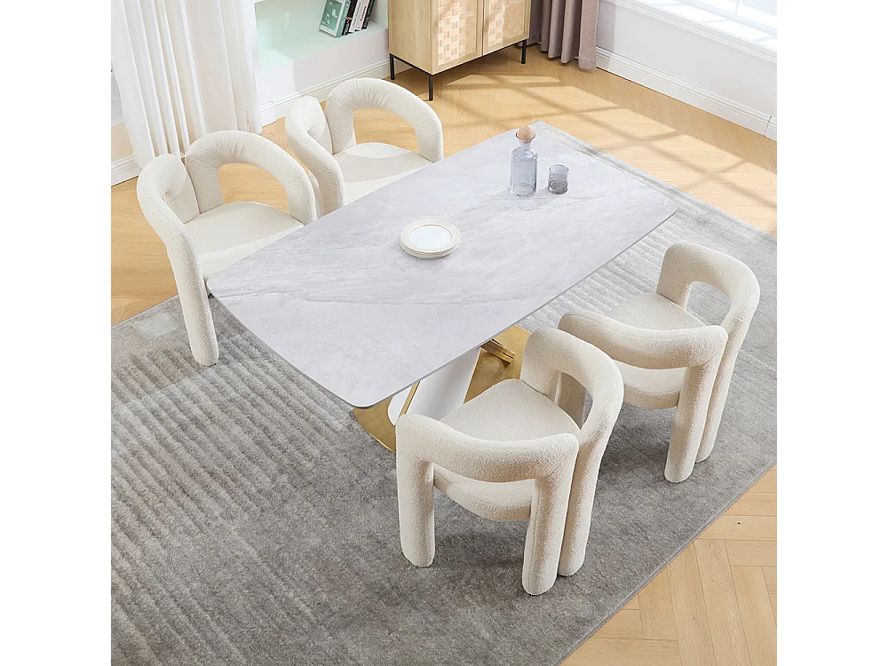 Fauteuil ergonomique haut de gamme revêtement Teddy exclusif design unique soutien dorsal confort maximal beige