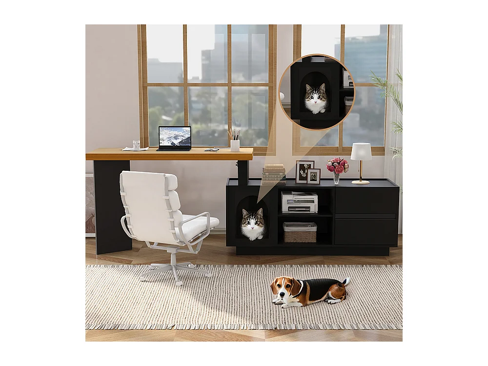 Bureau dangle niche animaux intégrée MDF plateau épais L ou droit montage flexible maison animaux XL