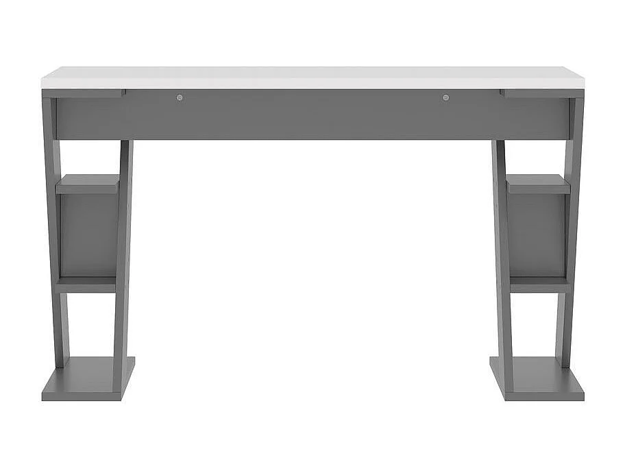Bureau avec support en X étagère de rangement à six positions design assorti en gris et blanc