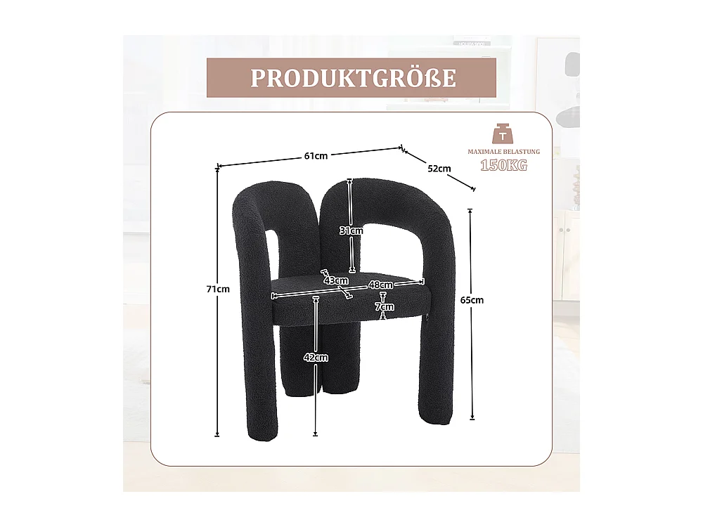 Fauteuil ergonomique haut de gamme revêtement Teddy exclusif design unique soutien dorsal confort maximal noir