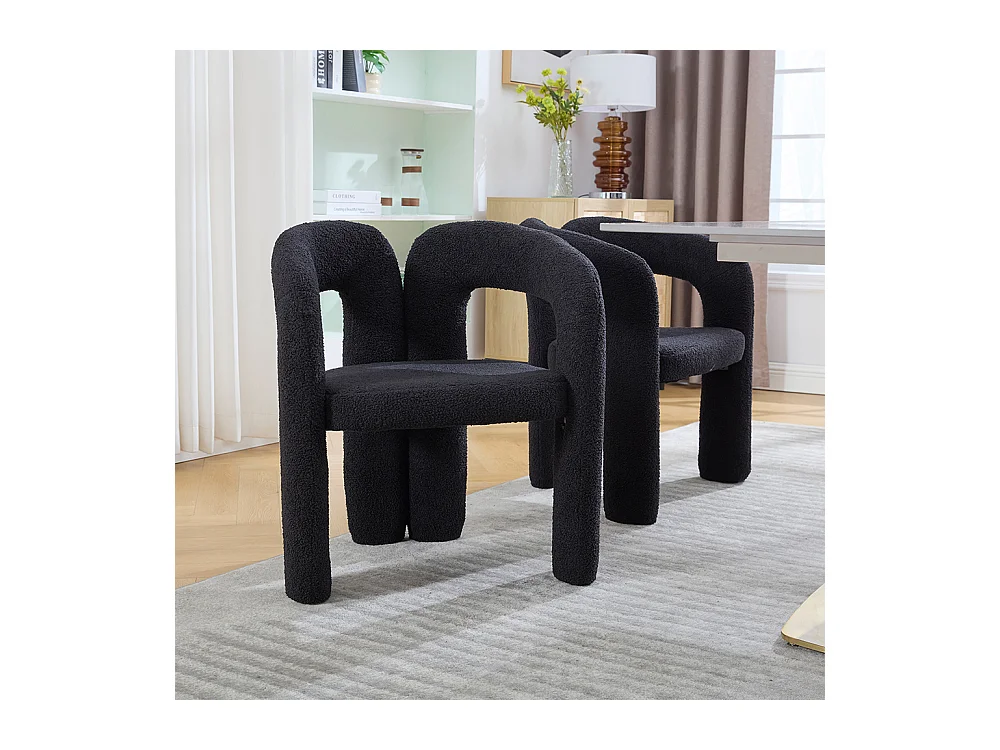 Fauteuil ergonomique haut de gamme revêtement Teddy exclusif design unique soutien dorsal confort maximal noir