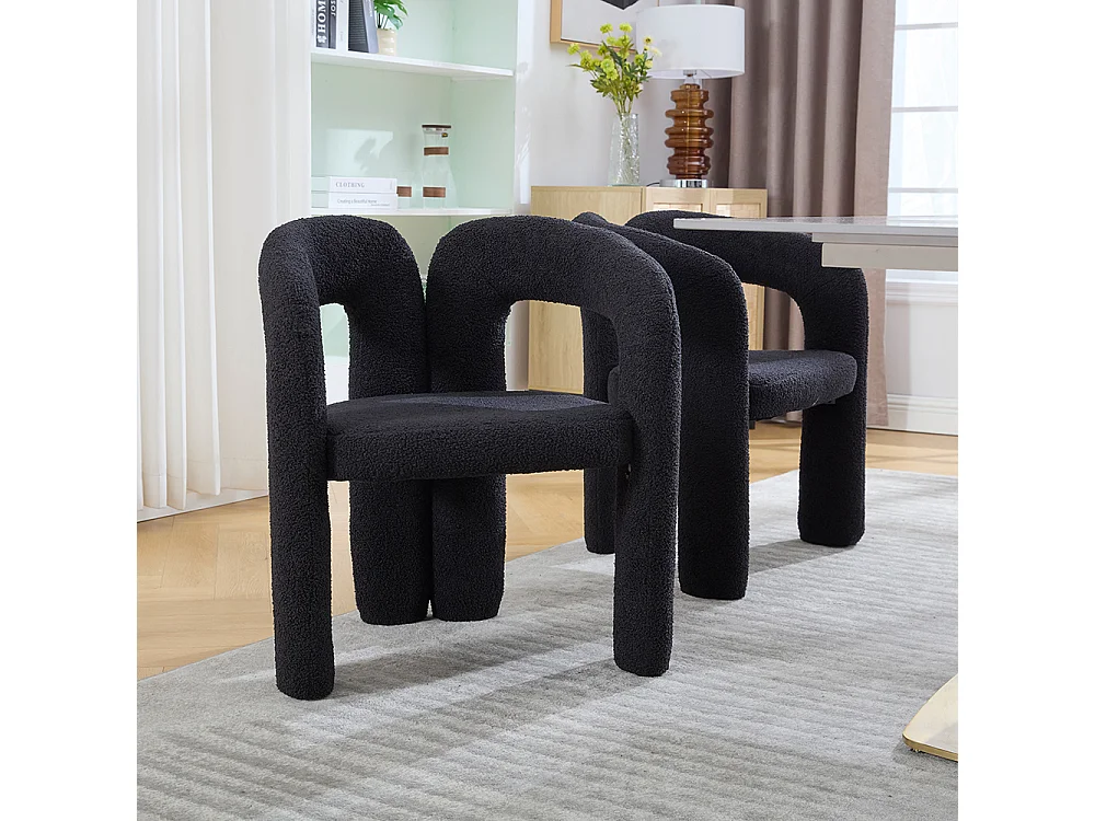 Fauteuil ergonomique haut de gamme revêtement Teddy exclusif design unique soutien dorsal confort maximal noir
