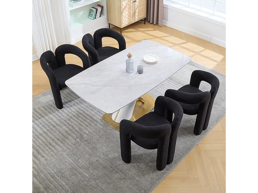 Fauteuil ergonomique haut de gamme revêtement Teddy exclusif design unique soutien dorsal confort maximal noir