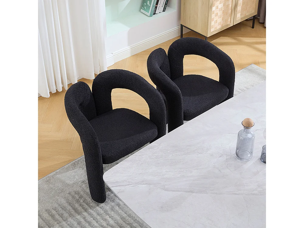 Fauteuil ergonomique haut de gamme revêtement Teddy exclusif design unique soutien dorsal confort maximal noir