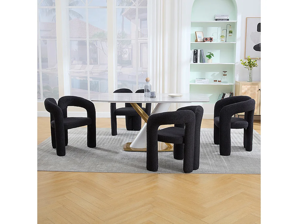 Fauteuil ergonomique haut de gamme revêtement Teddy exclusif design unique soutien dorsal confort maximal noir