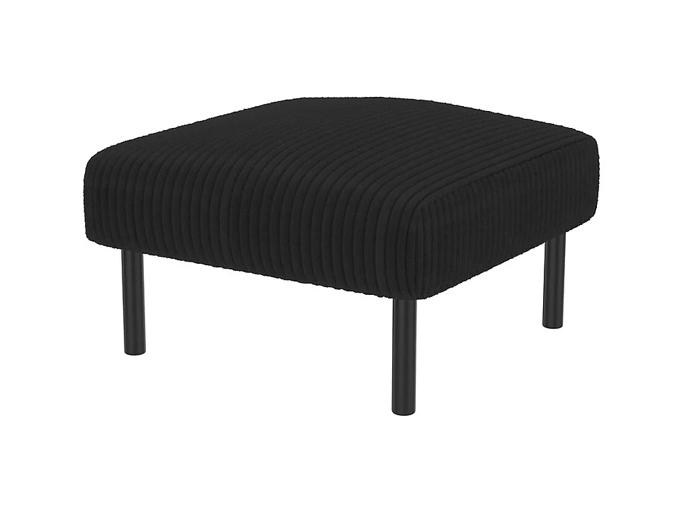 Tabouret haut de gamme velours côtelé structure métallique confort ultime polyvalent repose-pieds pouf table montage rapide noir