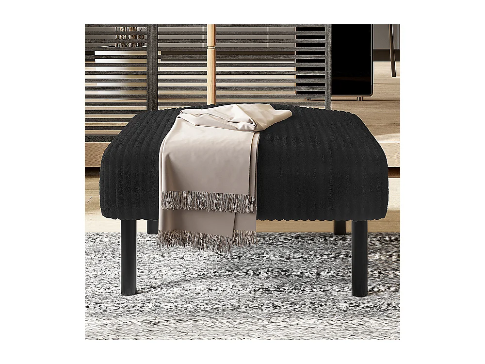 Tabouret haut de gamme velours côtelé structure métallique confort ultime polyvalent repose-pieds pouf table montage rapide noir