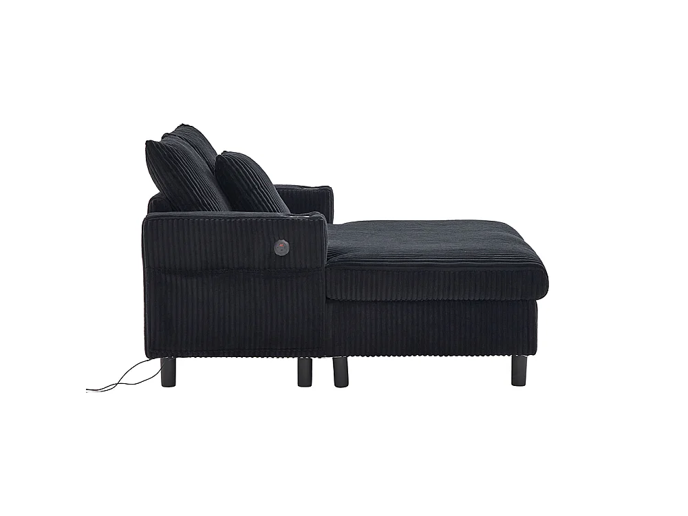 Lange zachte fauteuil met bekerhouders USB-poorten en geïntegreerde ledverlichting voor in de woonkamer slaapkamer of veranda zwart