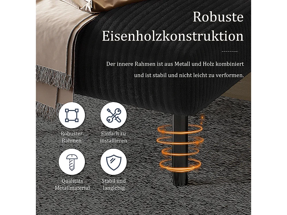 Comfortabele fluwelen fauteuil met armleuningen zijvakken stevige structuur meerdere delen woonkamer slaapkamer kantoor zwart