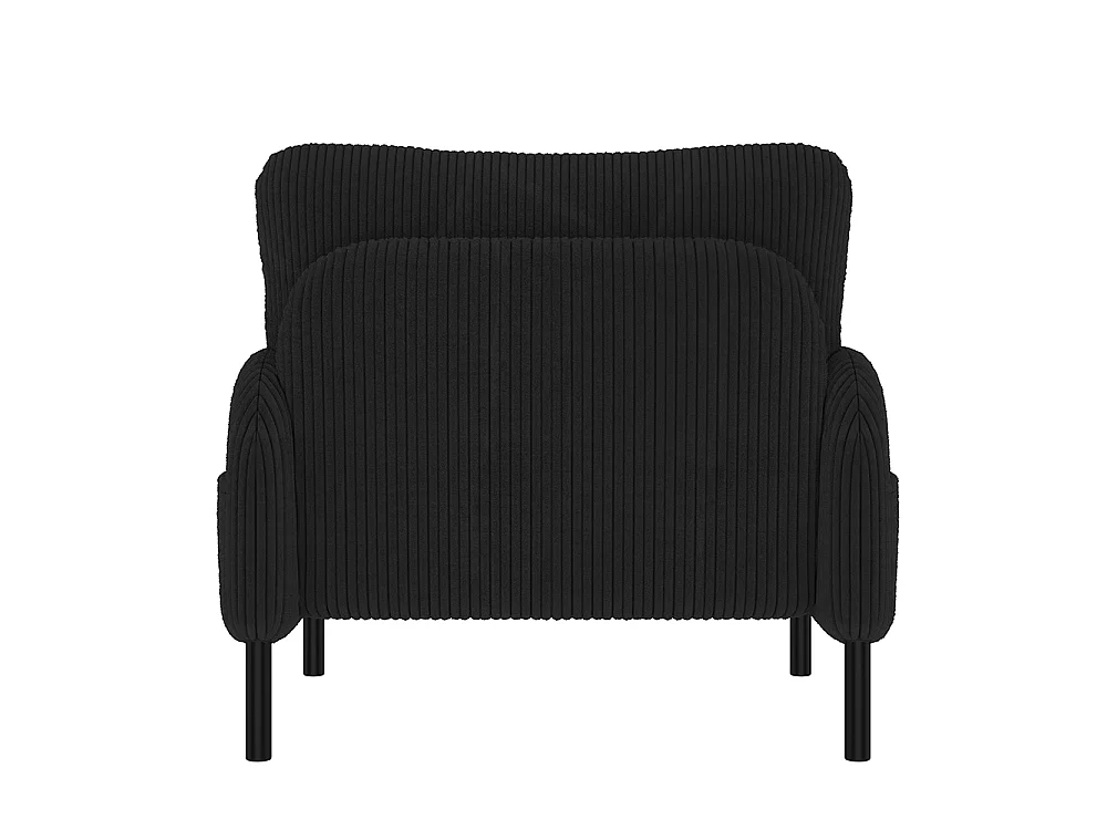Fauteuil velours confortable accoudoirs poches latérales structure solide multipièce salon chambre bureau noir