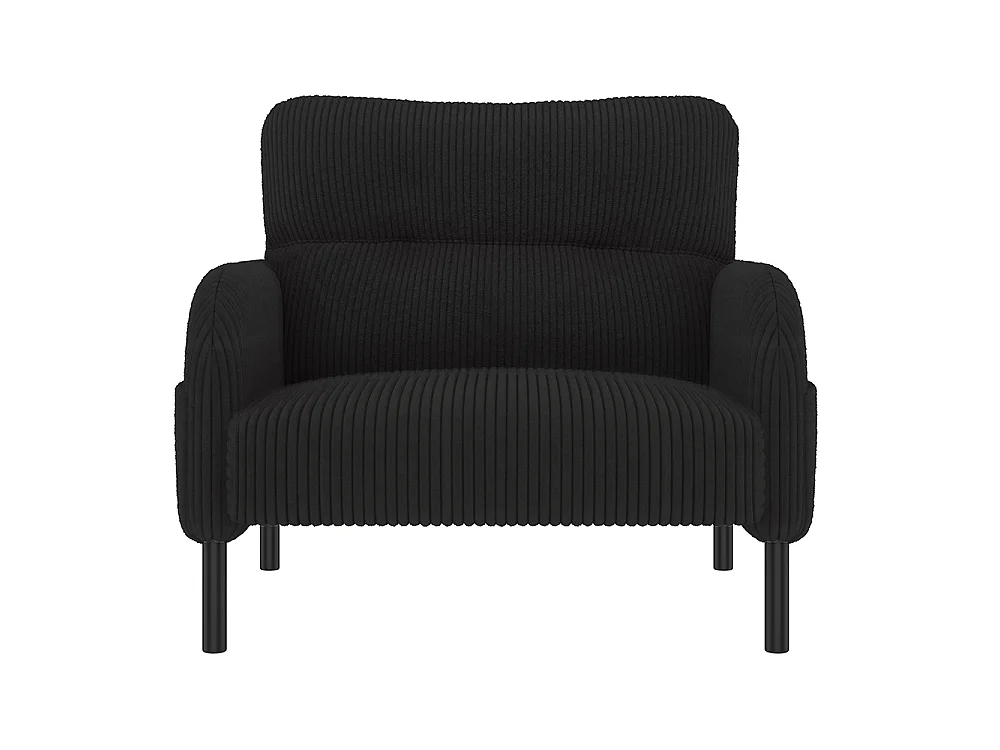 Fauteuil velours confortable accoudoirs poches latérales structure solide multipièce salon chambre bureau noir