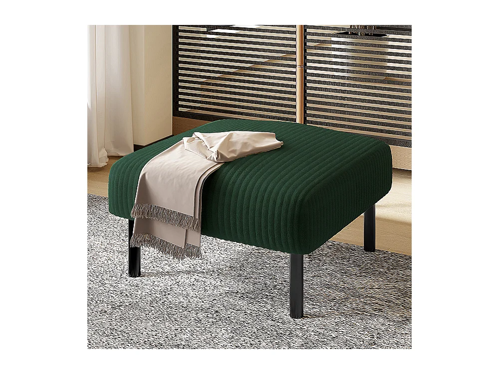 Tabouret haut de gamme velours côtelé structure métallique confort ultime polyvalent repose-pieds pouf table montage rapide vert émeraude
