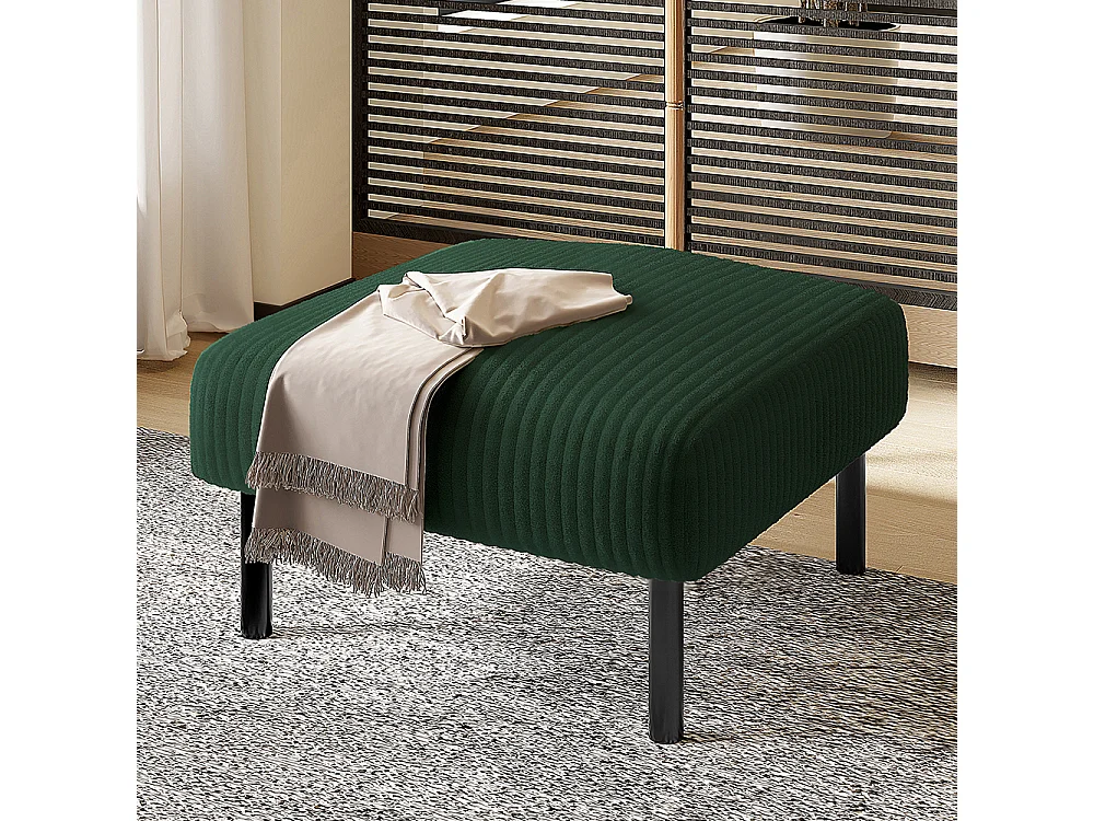 Tabouret haut de gamme velours côtelé structure métallique confort ultime polyvalent repose-pieds pouf table montage rapide vert émeraude