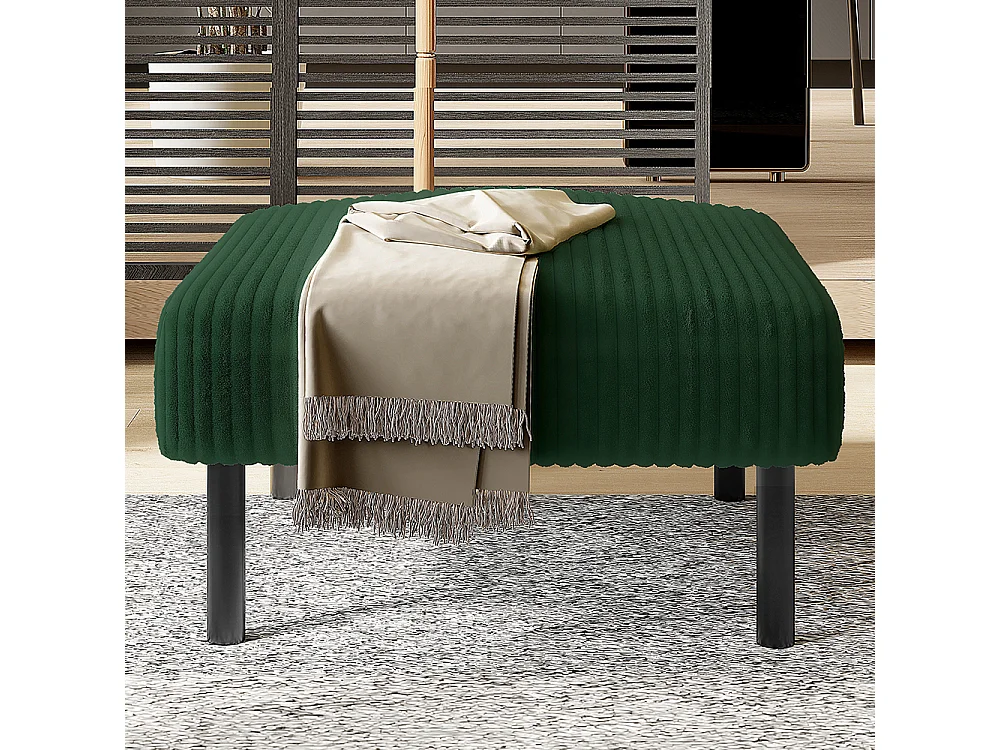 Tabouret haut de gamme velours côtelé structure métallique confort ultime polyvalent repose-pieds pouf table montage rapide vert émeraude