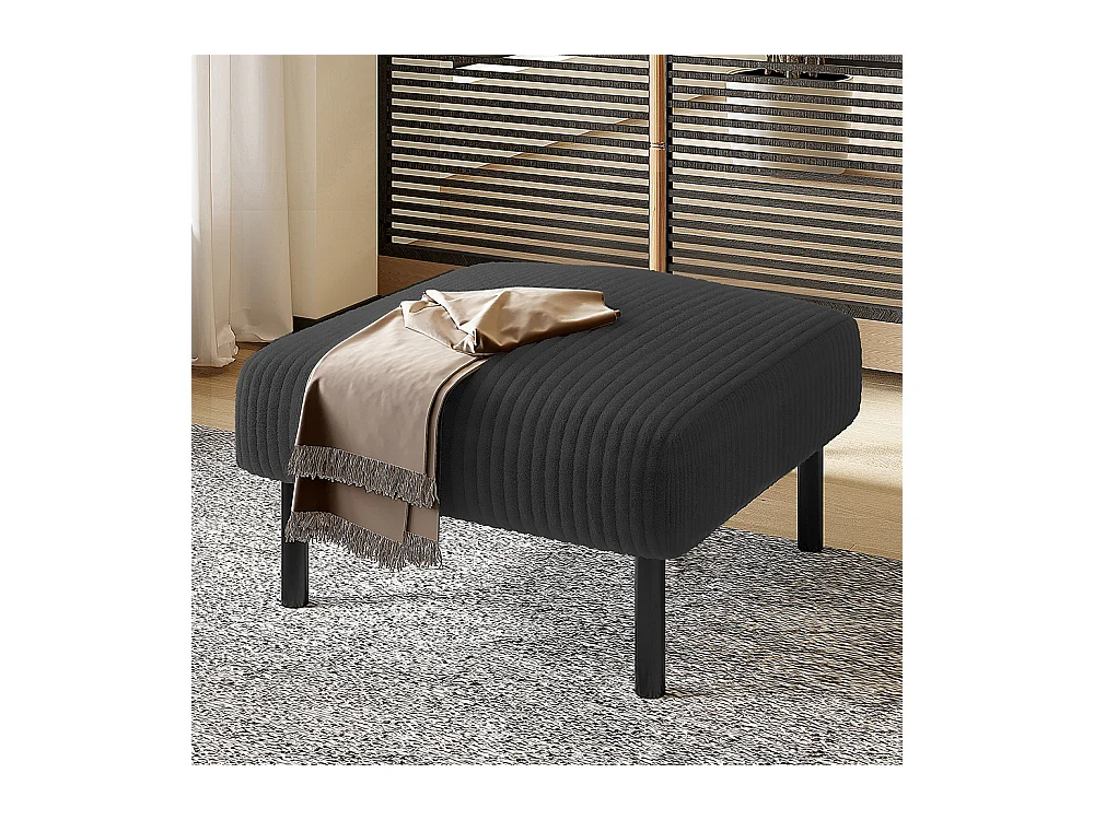 Tabouret haut de gamme velours côtelé structure métallique confort ultime polyvalent repose-pieds pouf table montage rapide gris