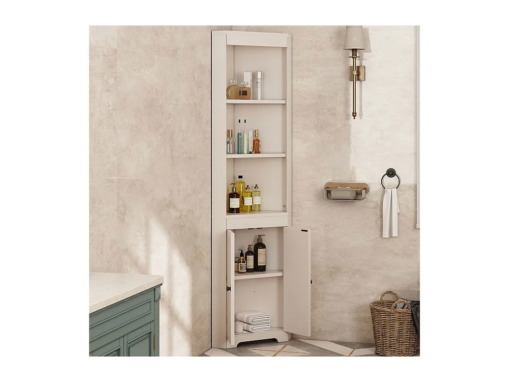 Colonne salle de bain portes battantes résistantes à l'humidité étagères coulissantes blanc