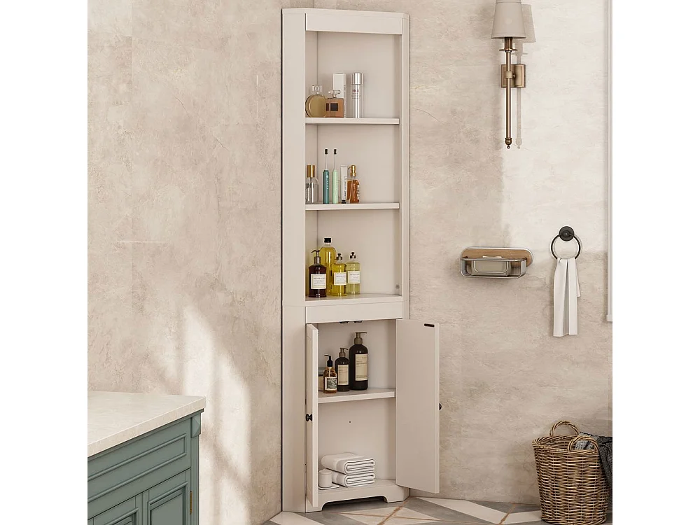 Colonne salle de bain portes battantes résistantes à l'humidité étagères coulissantes blanc