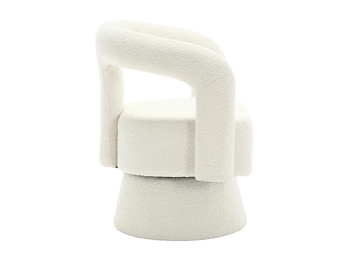 360° draaibare bijzetstoel rond breed zachte stoffen bekleding beige meerdere stuks