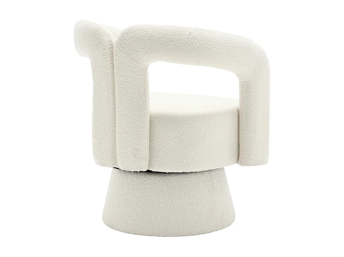 360° draaibare bijzetstoel rond breed zachte stoffen bekleding beige meerdere stuks