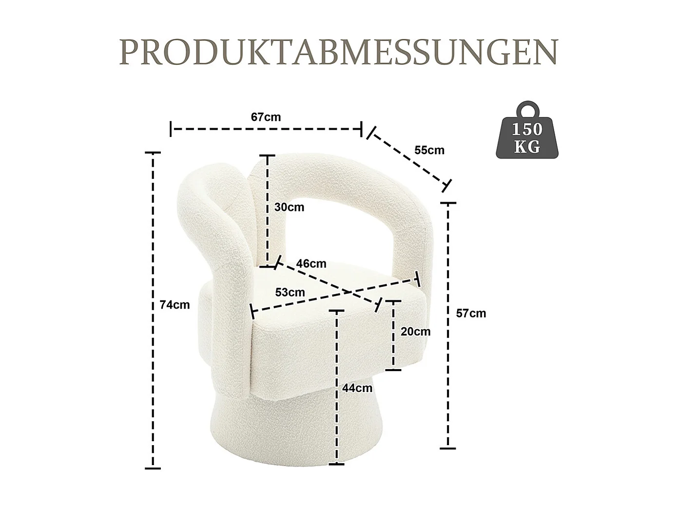 360° draaibare bijzetstoel rond breed zachte stoffen bekleding beige meerdere stuks