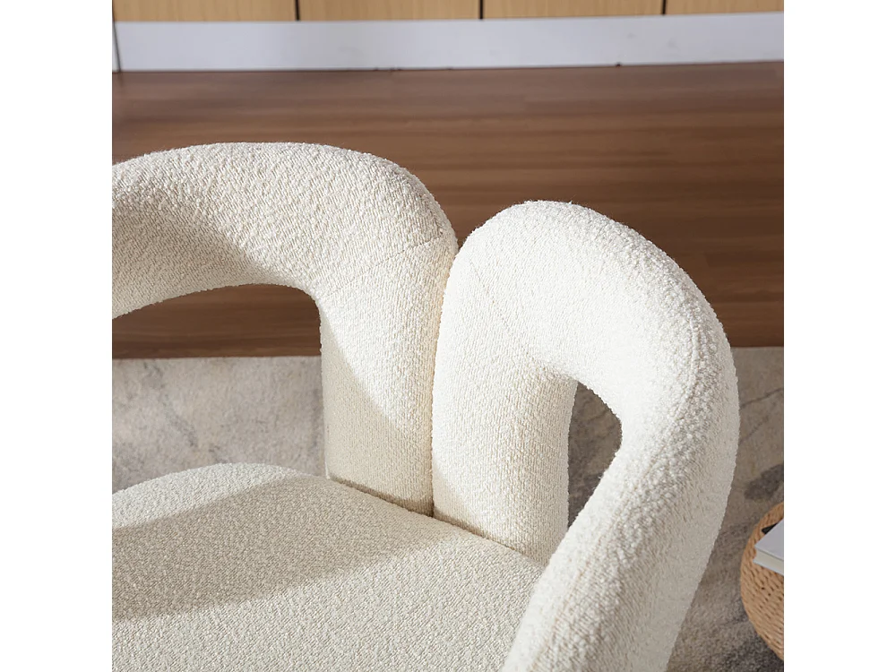 360° draaibare bijzetstoel rond breed zachte stoffen bekleding beige meerdere stuks