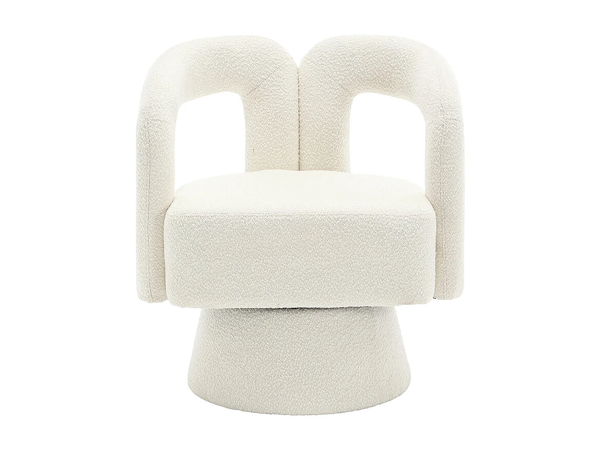 360° draaibare bijzetstoel rond breed zachte stoffen bekleding beige meerdere stuks