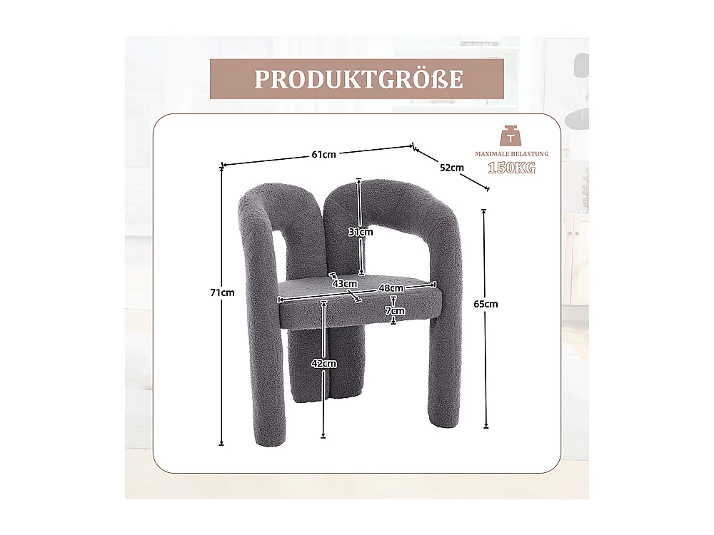 Fauteuil ergonomique haut de gamme revêtement Teddy exclusif design unique soutien dorsal confort maximal gris