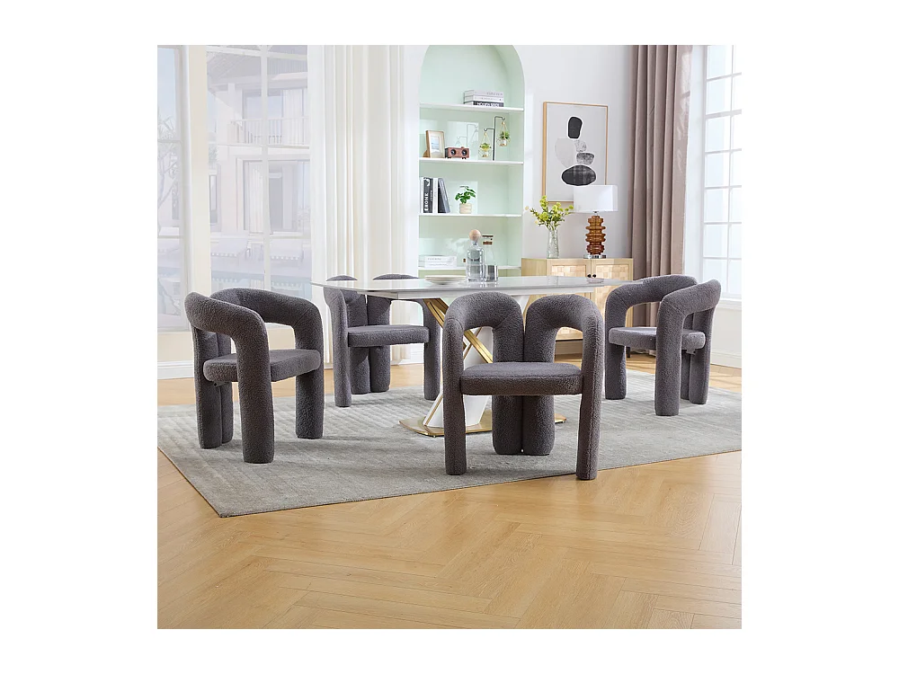 Fauteuil ergonomique haut de gamme revêtement Teddy exclusif design unique soutien dorsal confort maximal gris