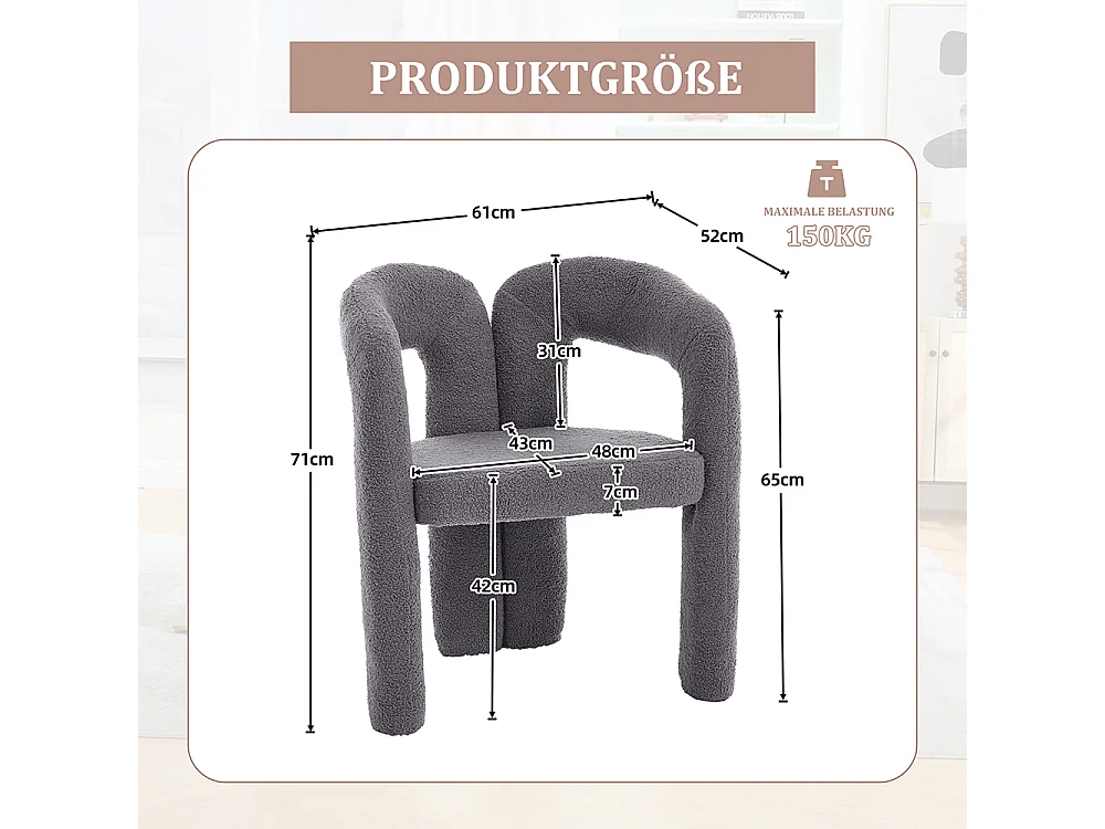 Fauteuil ergonomique haut de gamme revêtement Teddy exclusif design unique soutien dorsal confort maximal gris