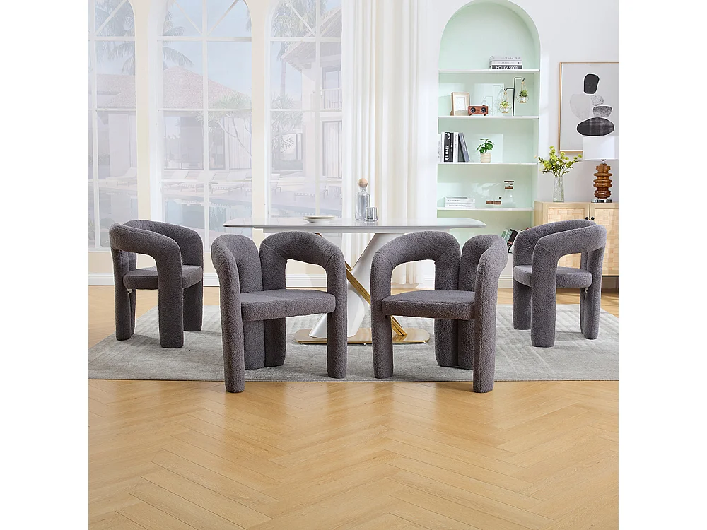 Fauteuil ergonomique haut de gamme revêtement Teddy exclusif design unique soutien dorsal confort maximal gris