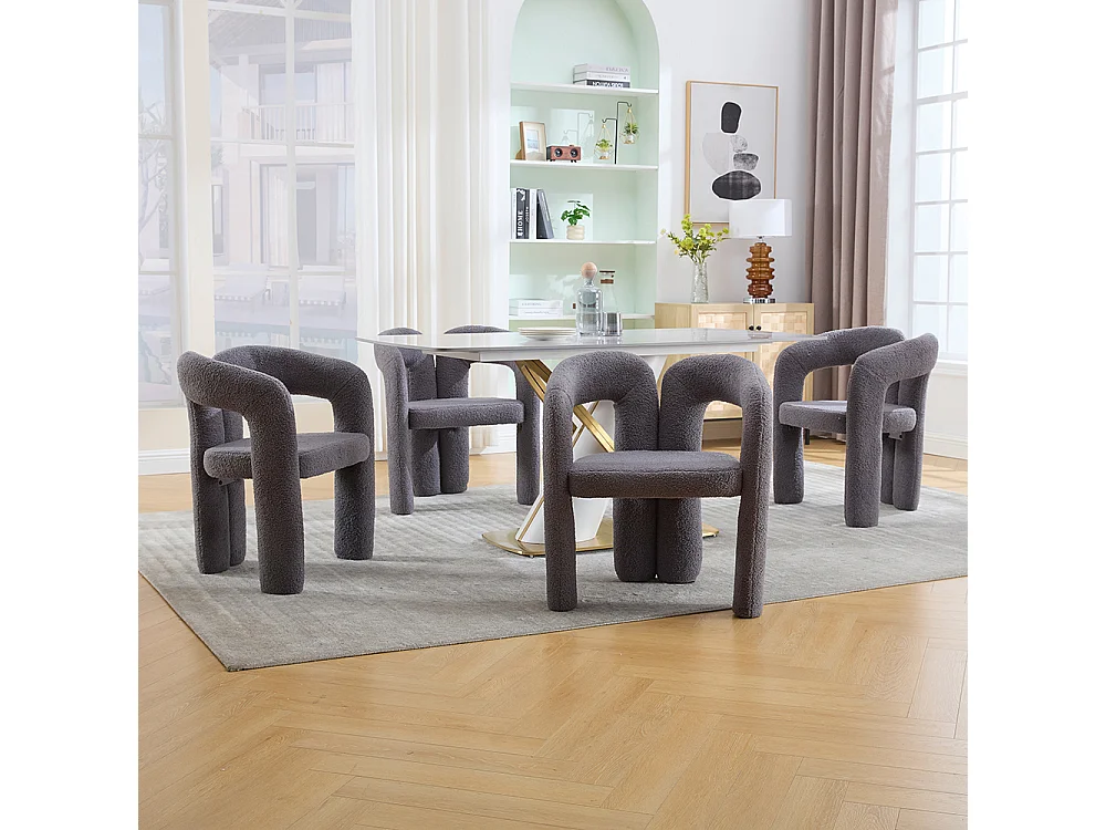 Fauteuil ergonomique haut de gamme revêtement Teddy exclusif design unique soutien dorsal confort maximal gris