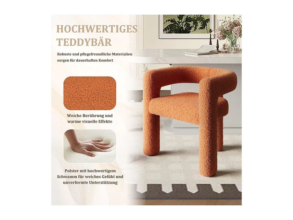 Fauteuil ergonomique Teddy Flor haut de gamme design unique confort maximal polyvalent montage rapide orange