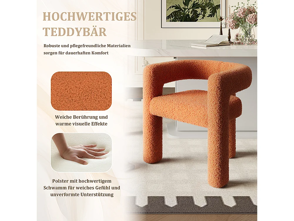 Fauteuil ergonomique Teddy Flor haut de gamme design unique confort maximal polyvalent montage rapide orange