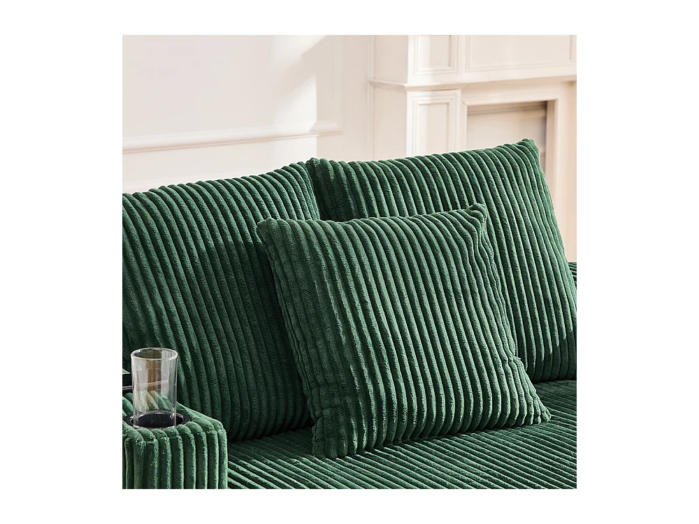 Fauteuil longue généreux moelleux porte-gobelets ports USB éclairage LED intégré salon chambre véranda vert émeraude