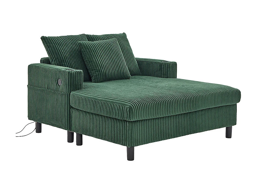 Lange zachte fauteuil met bekerhouders USB-poorten en geïntegreerde ledverlichting voor in de woonkamer slaapkamer of veranda smaragdgroen