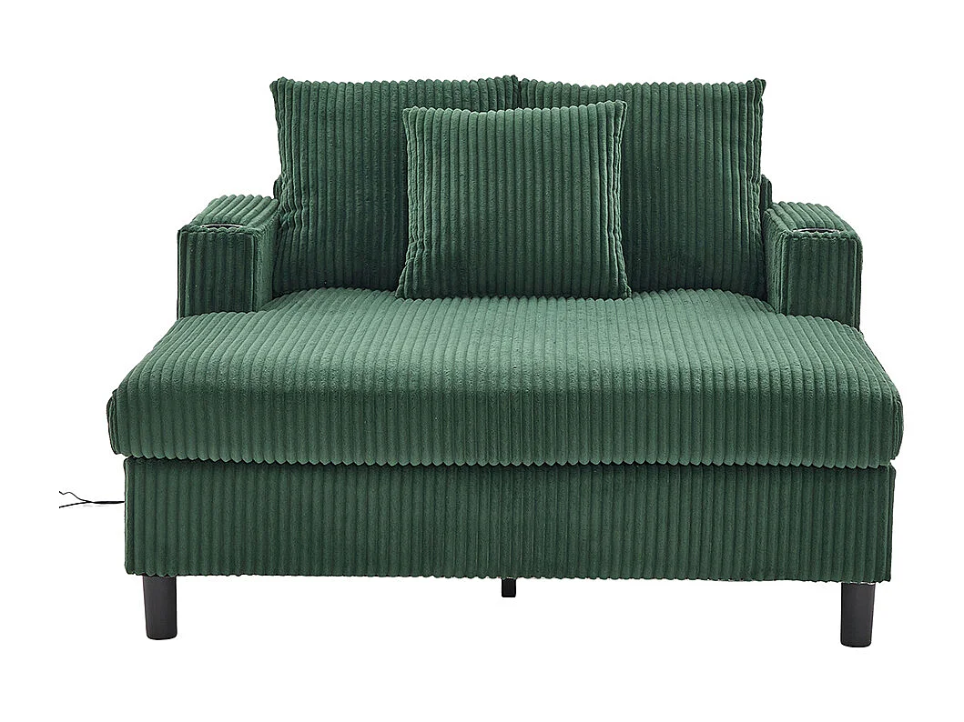 Lange zachte fauteuil met bekerhouders USB-poorten en geïntegreerde ledverlichting voor in de woonkamer slaapkamer of veranda smaragdgroen