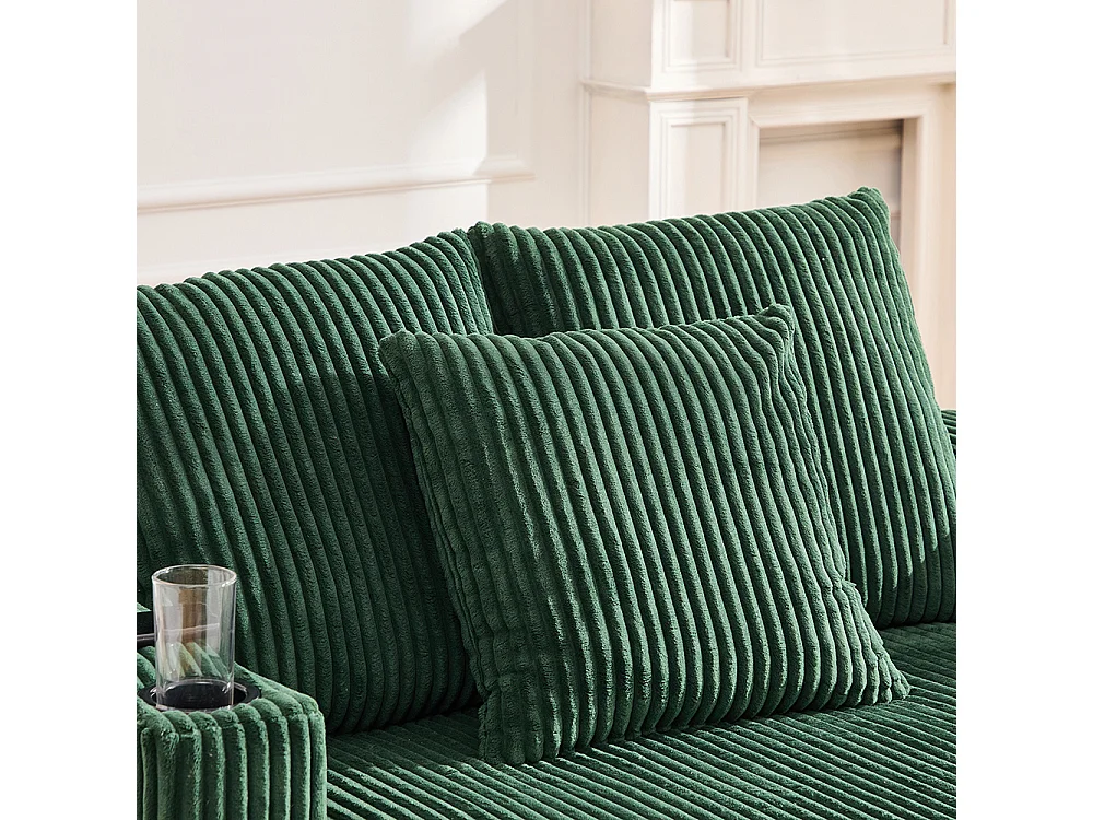 Lange zachte fauteuil met bekerhouders USB-poorten en geïntegreerde ledverlichting voor in de woonkamer slaapkamer of veranda smaragdgroen