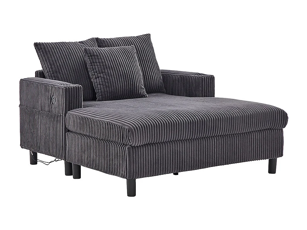 Lange zachte fauteuil met bekerhouders USB-poorten en geïntegreerde ledverlichting voor in de woonkamer slaapkamer of veranda donkergrijs