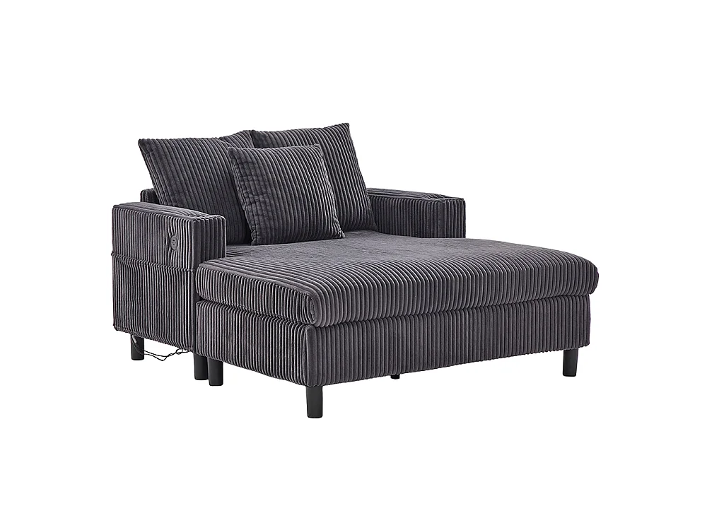 Lange zachte fauteuil met bekerhouders USB-poorten en geïntegreerde ledverlichting voor in de woonkamer slaapkamer of veranda donkergrijs