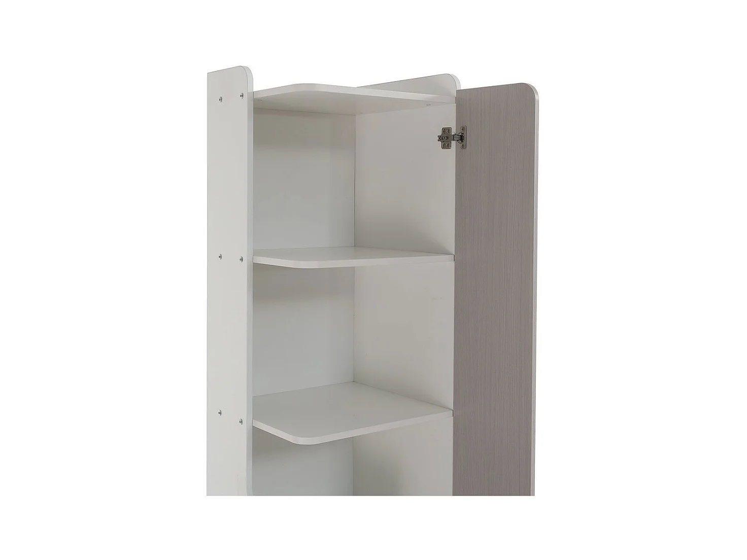 Bibliothèque étagère adolescents porte L tiroir armoires rangement portes charnières boutons métalliques carrés MDF blanc orme clair gris