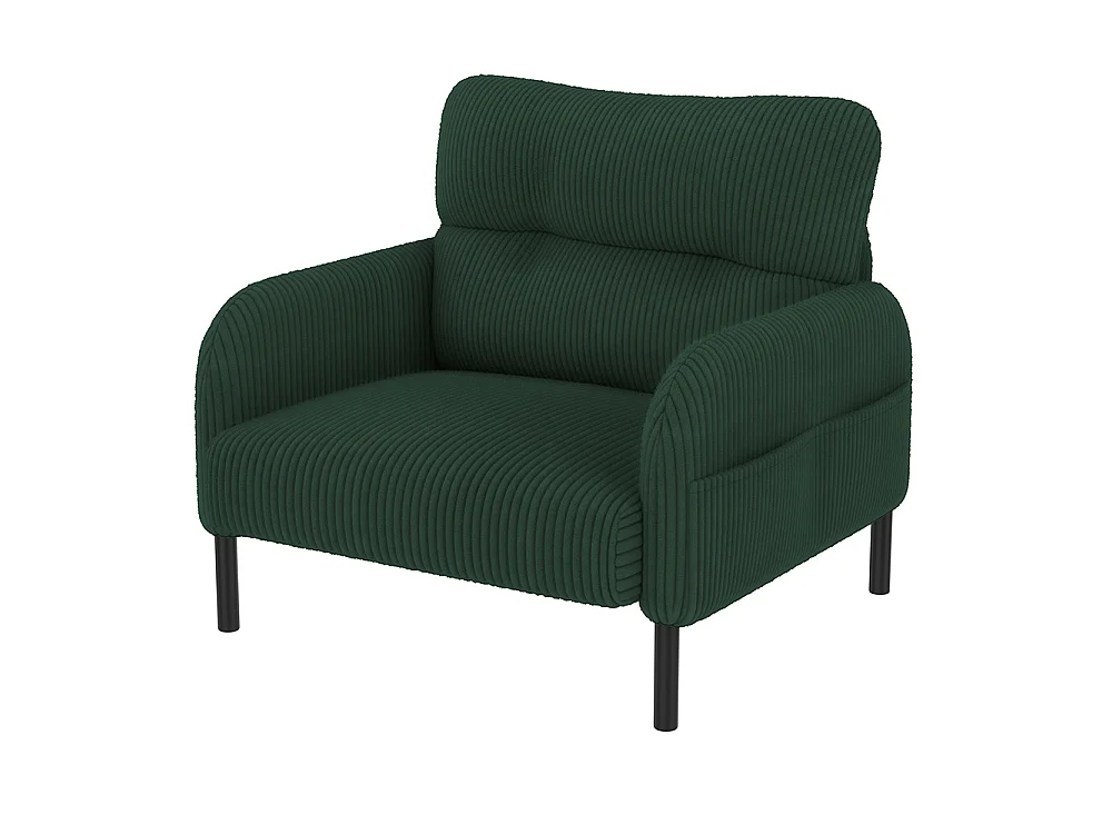 Fauteuil velours confortable accoudoirs poches latérales structure solide multipièce salon chambre bureau vert émeraude