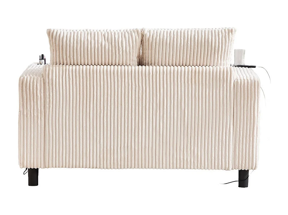 Fauteuil longue généreux moelleux porte-gobelets ports USB éclairage LED intégré salon chambre véranda beige