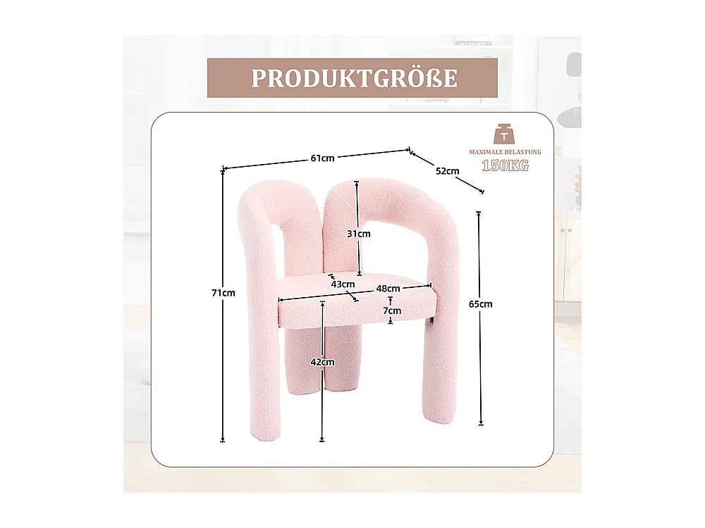 Fauteuil ergonomique haut de gamme revêtement Teddy exclusif design unique soutien dorsal confort maximal rose